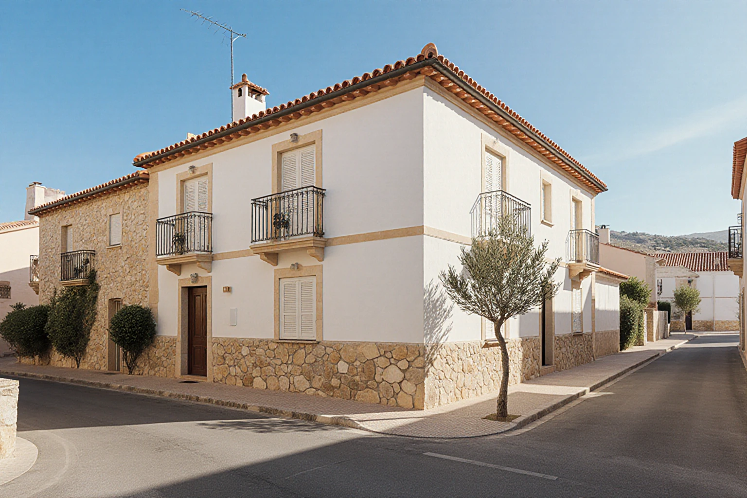 Mallorcan residential building with balconies and terraces